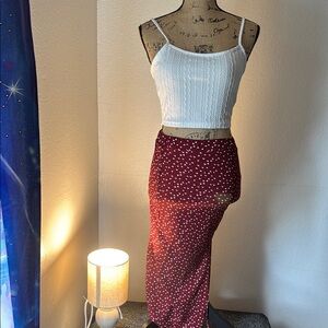 SHEIN Burgundy Floral Pencil Skirt